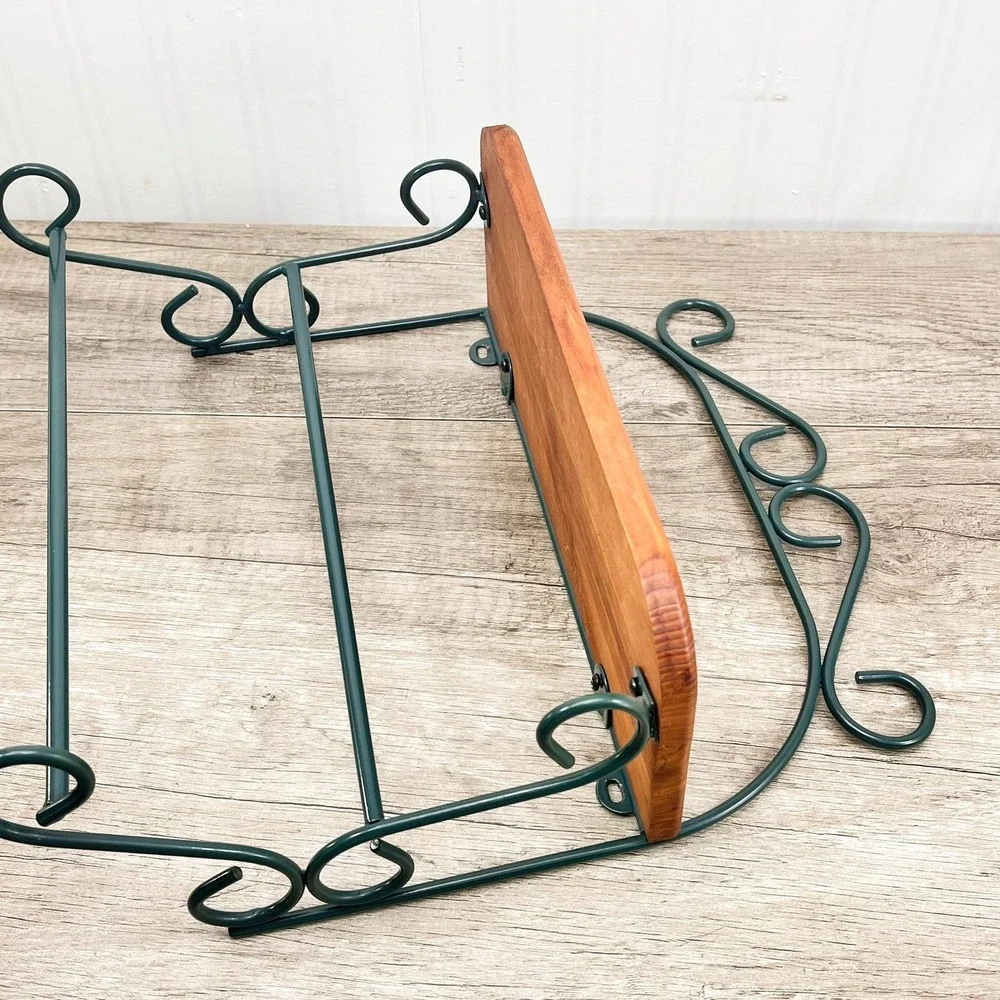 Vintage Bathroom Shelf with Towel Bar: Hunter Green Kitchen Shelf